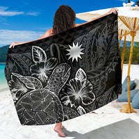 Nauru Sarong - Turtle Hibiscus Pattern Black Women One Size Black - Polynesian Pride