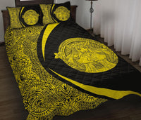 Hawaii Polynesian Pele Kanaka Quilt Bed Set Circle Style Yellow - Polynesian Pride