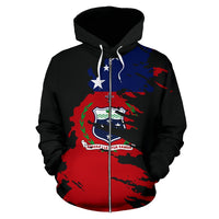 Samoa Zip up Hoodie Samoa Flag Coat of Arms Painting - Polynesian Pride