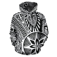 Hawaii Hoodie Polynesian Hawaiian Style Tribal Tattoo White Pullover Unisex Art - Polynesian Pride