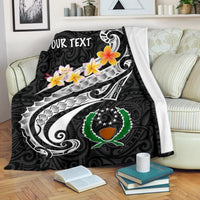 Pohnpei Custom Personalised Premium Blanket - Pohnpei Seal Polynesian Patterns Plumeria (Black) - Polynesian Pride