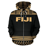 Fiji All Over Zip up Hoodie Polynesian Gold Version - Polynesian Pride