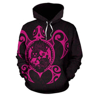 Tonga Polynesian Hoodie Tonga Coat of Arms In Turtle Map Pink - Polynesian Pride