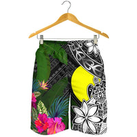 Palau Men Shorts - Turtle Plumeria Banana Leaf - Polynesian Pride