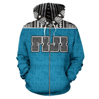 Fiji Tapa All Over Zip up Hoodie - Polynesian Pride