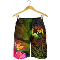 Tonga Polynesian Men's Shorts - Hibiscus and Banana Leaves - Polynesian Pride