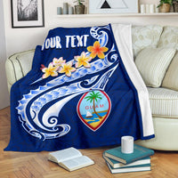 Guam Personalised Premium Blanket - Guam Seal Polynesian Patterns Plumeria (Blue) - Polynesian Pride
