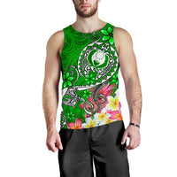 Pohnpei Men's Tank Top - Turtle Plumeria (Green) - Polynesian Pride