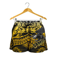 Samoa Polynesian Women's Shorts - Eagle Tribal Pattern Yellow - Polynesian Pride