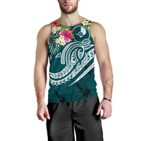 YAP Polynesian Men's Tank Top - Summer Plumeria (Turquoise) - Polynesian Pride