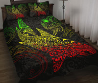 Polynesian Quilt Bed Set - Polynesian Reggae Shark Warrior Tattoo - Polynesian Pride