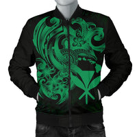 Polynesian Hawaii Men's Bomber Jacket - Kanaka Maoli Green Turtle - Polynesian Pride