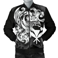 Polynesian Hawaii Men's Bomber Jacket - Kanaka Maoli White Turtle - Polynesian Pride