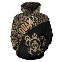 Guam Hoodie Gum Coat of Arm In Turtle Polynesian Tattoo - Polynesian Pride