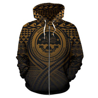 Federated States of Micronesia All Over Zip up Hoodie Lift up Gold - Polynesian Pride