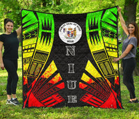 Niue Premium Quilt - Niue Seal Polynesian Reggae Tattoo - Polynesian Pride