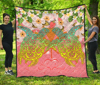 Hawaii Turtle Couple Plumeria Valentine Pattern Premium Quilt - Bond Style - AH Pink - Polynesian Pride