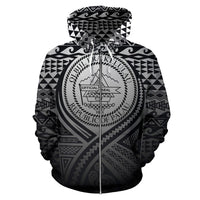 Palau All Over Zip up Hoodie Lift up Black - Polynesian Pride