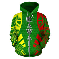Hawaii All Over Zip up Hoodie Polynesian Tattoo Style - Polynesian Pride