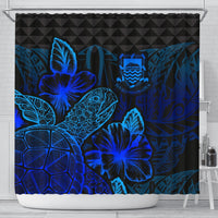 Tuvalu Shower Curtain Turtle Hibiscus Blue 177 x 172 (cm) Blue - Polynesian Pride
