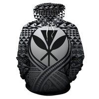 Kanaka Maoli All Over Hoodie Lift up Black - Polynesian Pride