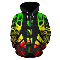CNMI All Over Zip up Hoodie Reggae Color Tattoo Style - Polynesian Pride