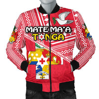 Mate Ma'a Tonga Men Bomber Jacket Coat Of Arms Red - Polynesian Pride