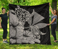 Hawaii Turtle Premium Quilt Polynesian Hibiscus Art Ver 2.0 Gray AH - Polynesian Pride