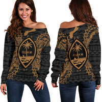 Guam Polynesian Shoulder Sweater Map Gold Gold - Polynesian Pride