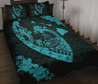 Hawaii Hibiscus Banzai Surfing Quilt Bed Set Blue - Polynesian Pride