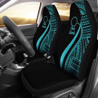 Cook Islands Car Seat Covers - Turquoise Polynesian Tentacle Tribal Pattern Universal Fit Turquoise - Polynesian Pride
