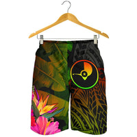 YAP Polynesian Men's Shorts - Hibiscus and Banana Leaves - Polynesian Pride