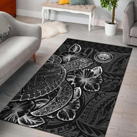 Federated States Of Micronesia Area Rugs Turtle Hibiscus Black Black - Polynesian Pride