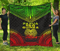 Papua New Guinea Premium Quilt - Papua New Guinea Coat Of Arms Polynesian Chief Reggae Version - Polynesian Pride