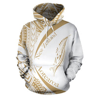 New Zealand Silver Fern Hoodie Maori Tattoo Circle Style White Unisex Black - Polynesian Pride