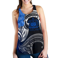 Samoa Custom Personalised Women's Racerback Tank - Samoa Seal Wave Style (Blue) - Polynesian Pride