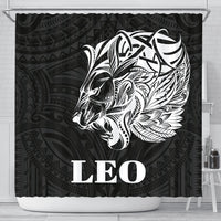 Sun In Leo Zodiac Shower Curtain Polynesian Tattoo Simple - White Shower Curtain - Polynesian Pride