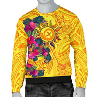 Polynesian Men's Sweaters - Vanuatu Symbols With Hibiscus Unisex Yellow - Polynesian Pride