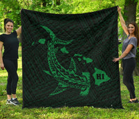 Hawaii Shark Green Polynesian Premium Quilt Green - Polynesian Pride