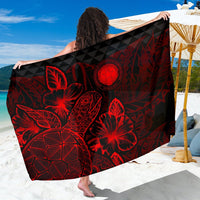 Northern Mariana Islands Saron - Sarong - Turtle Hibiscus Pattern Red Women One Size Red - Polynesian Pride