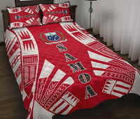 Samoa Quilt Bed Set - Samoa Coat Of Arms Polynesian Red Tattoo Style - Polynesian Pride