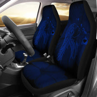 Hawaii Car Seat Covers - Hawaii Hula Girl Hibiscus Map Blue - Polynesian Pride