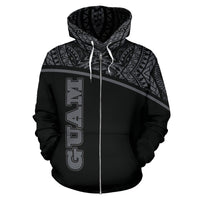 Guam All Over Zip up Hoodie Micronesia Curve Grey Style - Polynesian Pride