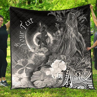 Vanuatu Custom Personalised Premium Quilt - Humpback Whale with Tropical Flowers (White) - Polynesian Pride