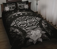 Marquesas Islands Polynesian Quilt Bed Set Hibiscus Gray Black - Polynesian Pride