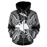 Papua New Guinea Polynesian All Over Zip up Hoodie Map Black - Polynesian Pride