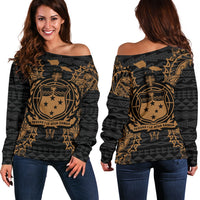 Samoa Polynesian Shoulder Sweater Map Gold Gold - Polynesian Pride