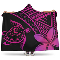 hawaiiHooded Blanket - Hawaii Turtle Plumeria Pink Hooded Blanket Pink - Polynesian Pride