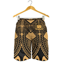 Samoa Polynesian Men's Shorts - Samoa Gold Seal with Polynesian Tattoo Art - Polynesian Pride