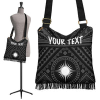 Marshall Personalised Boho Handbag - Marshall Seal With Polynesian Tattoo Style ( Black) - Polynesian Pride